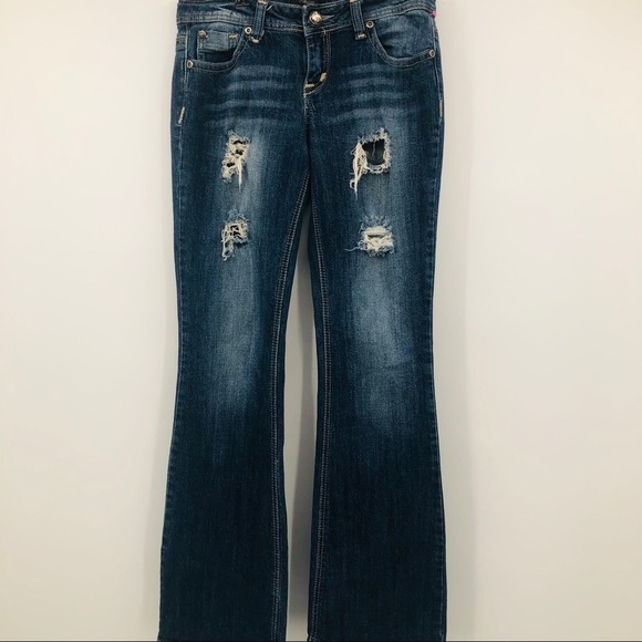 ZCO Jeans Blue distressed‎ jeans boot cut  size 9 - Picture 3 of 14